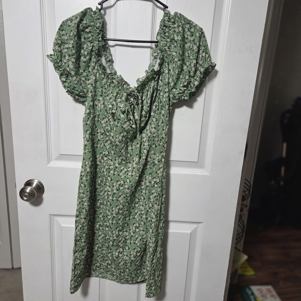 SHEIN Green Floral Midi Dress